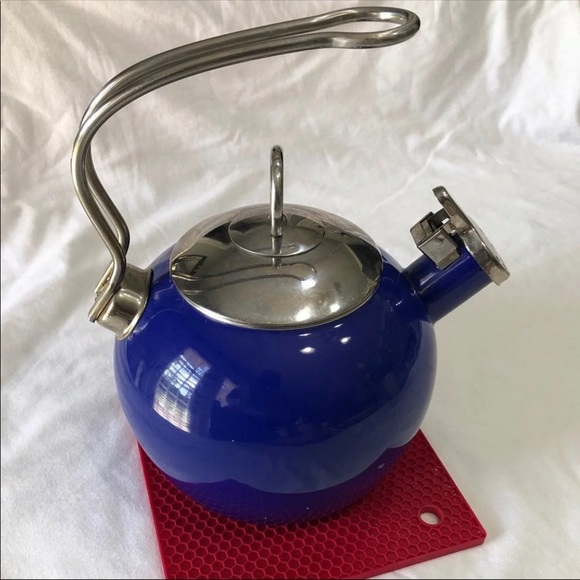 Blue AIDEA 1.7 Quart Whistling Enamel Stainless Steel T Stovetop Tea Kettle - Picture 1 of 12